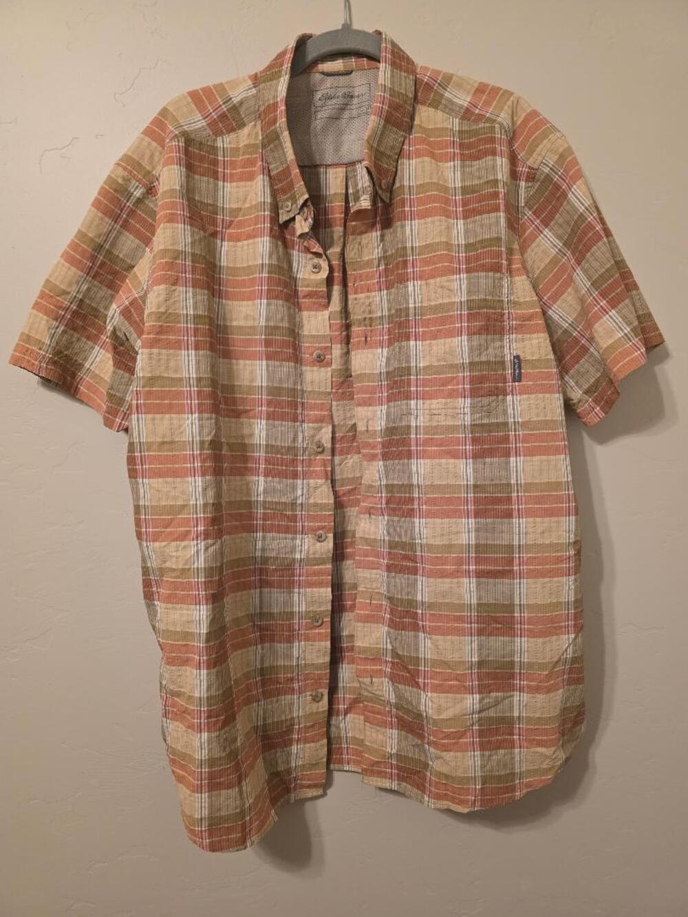 Eddie Bauer Plaid Button Down Shirt Mens XL Coastal Grandpa Cottagecore